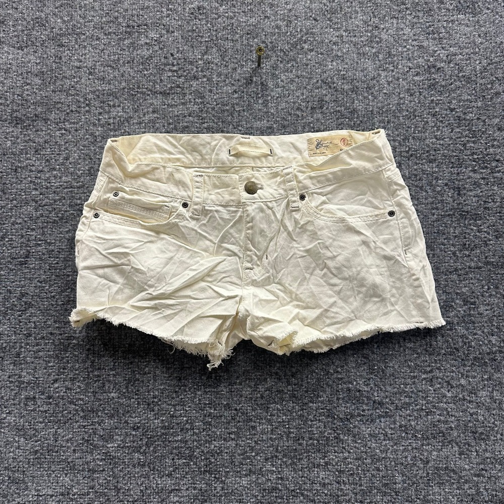 Gap Denim Shorts Womens Size 4/27 Cream Limited Edition Raw Hem Cutoff Stretch